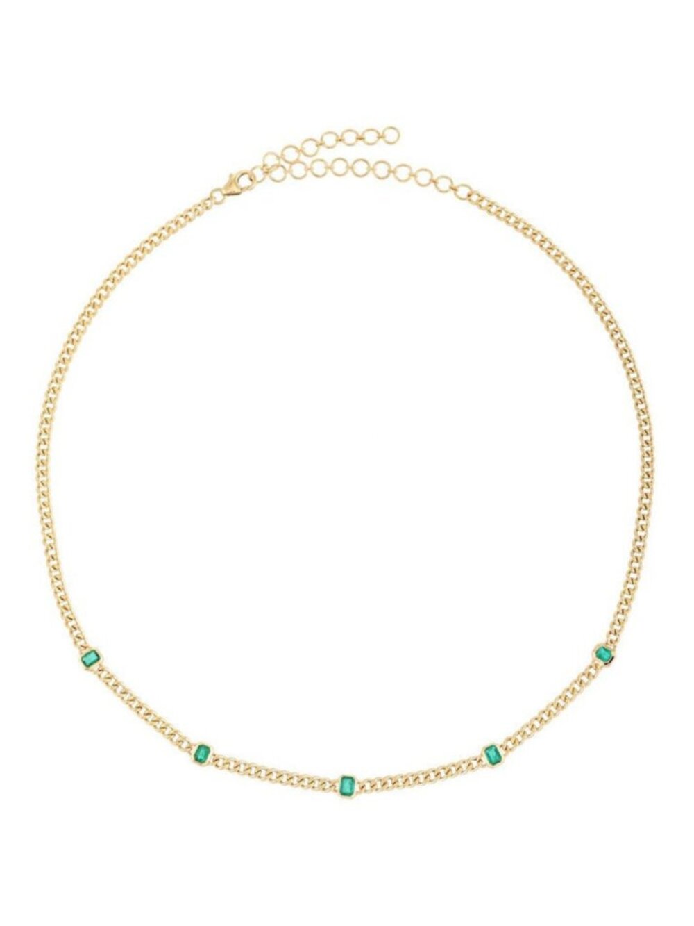 Emerald Baguette 14K (or 18k upon request) Yellow Gold Chain Necklace
